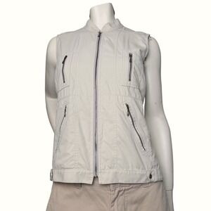 Tilley Utility Vest Multi Pocket Cream Gorpcore Safari Travel Made in Canada S